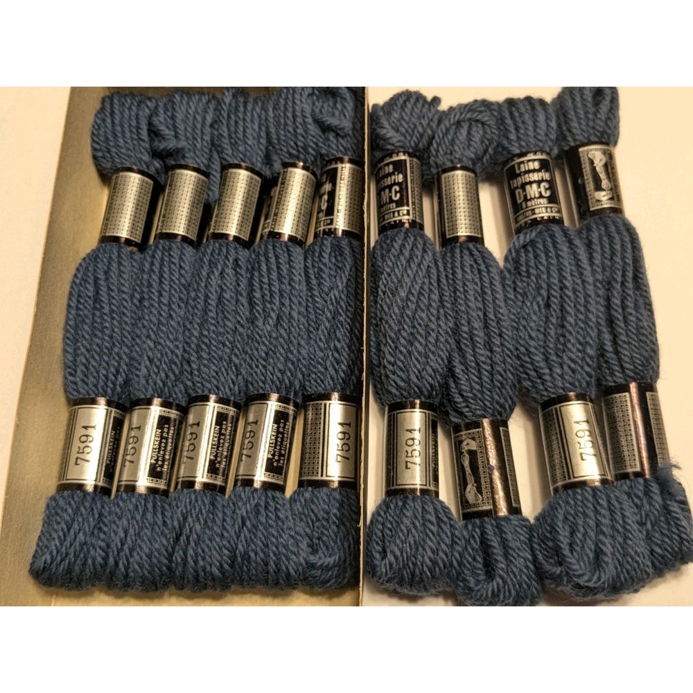 9 Skeins Laine Tapisserie DMC 100% Wool 8‎ Meters ea #7591 Dark Antique Blue